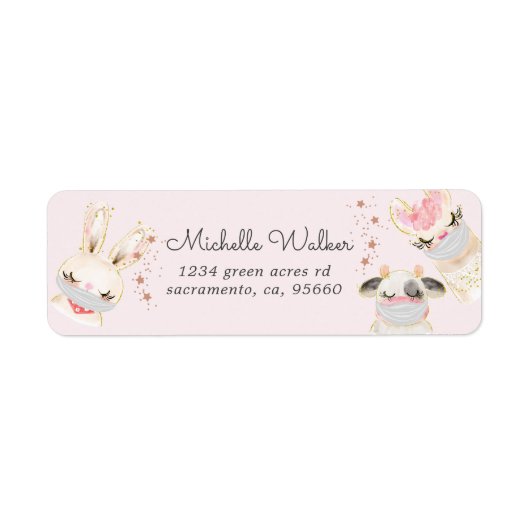 Étiquette masques visage pour bébés mignons adresse de retou (Devant)