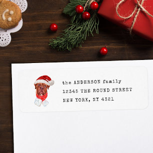 Étiquette Mastiff français drôle de Noël chien adresse de re