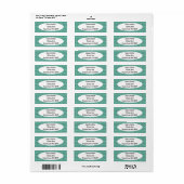 Étiquette Mazages Turquoises Art déco (Feuille entière)