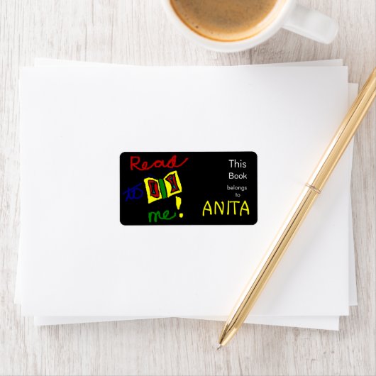 Étiquette Me lire - Plaque rectangulaire rectangulaire perso (En situation)