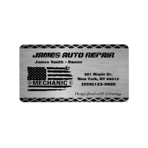 Mécanique American Flag Auto Repair Business Logo