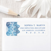 Étiquette Médaille Mandala de Yoga d'aquarelle bleue (En situation)