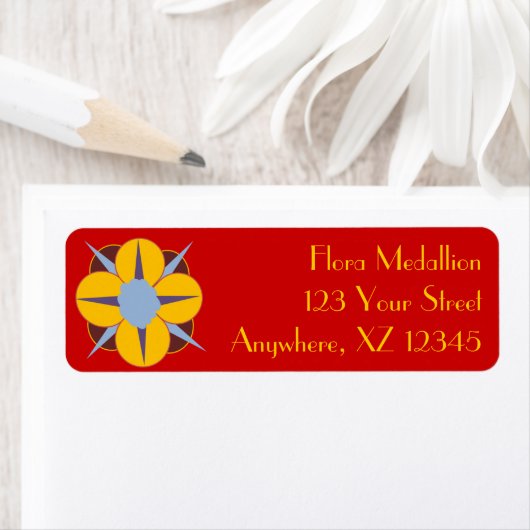 Étiquette Médaillon floral (En situation)