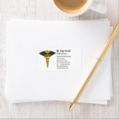 Étiquette Medical Elegant Gold Caduceus Black Wings Classy (En situation)