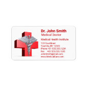 Étiquette Medical Silver Caduceus 3D Cross Red (Devant)