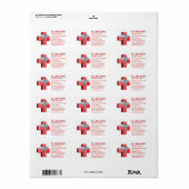 Étiquette Medical Silver Caduceus 3D Cross Red (Feuille entière)