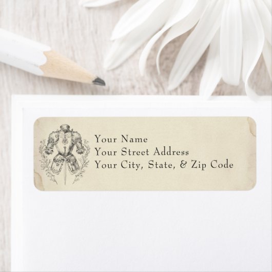 Étiquette Medieval Fantasy Armor Black Etching Wedding (En situation)