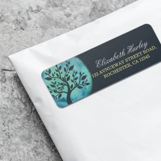 Étiquette Méditation Yoga Instructeur Elégant Aquarelle Arbr