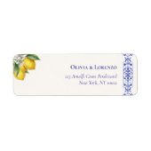 Étiquette Méditerranée Bleu & Branche de Citron Faire-Part d (Devant)