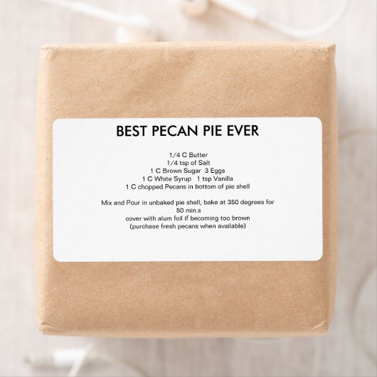 Étiquette Meilleure recette Pecan Pie JAMAIS (En situation)