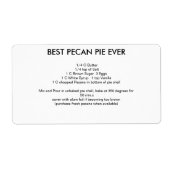 Étiquette Meilleure recette Pecan Pie JAMAIS (Devant)