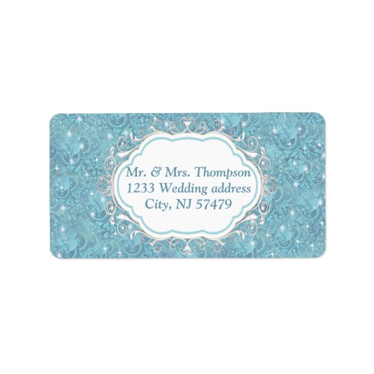 Étiquette Mélange de Motif Silky Bleu avec étincelles Blanch (Devant)