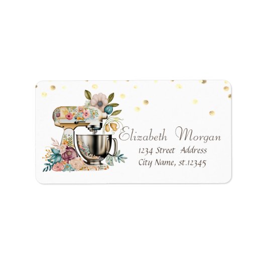 Étiquette Mélange Floral Chic Confetti Doré (Devant)