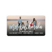 Étiquette Mele Kalikimaka Brush Script Photo Holiday Adresse (Devant)
