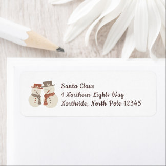Étiquette Mellow Snowmen - Christmas return address label.