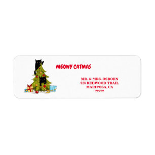 Étiquette Meowy Catmas Black Funny Cats Adresse de retour La