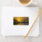 Étiquette Mer, Bateau, Coucher de soleil (En situation)