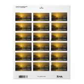 Étiquette Mer, Bateau, Coucher de soleil (Feuille entière)