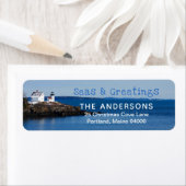 Étiquette Mer et salutation phare Adresse de retour Label (En situation)