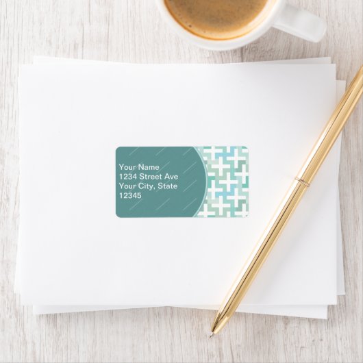 Étiquette Mer vert géométrique (En situation)