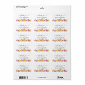 Étiquette "Merci !" à fleurs, belle (Feuille entière)