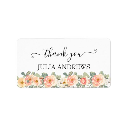 Étiquette "Merci !" à fleurs, belle (Devant)