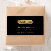 Étiquette Merci à pinceau rose étincelant doré (En situation)