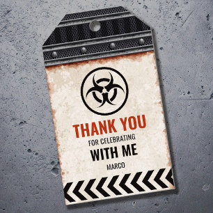 étiquette Merci avec grille métallique et rivets