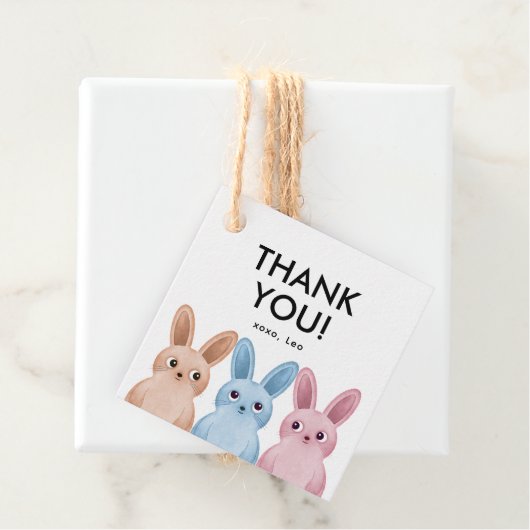 étiquette Merci avec lapins (En situation)