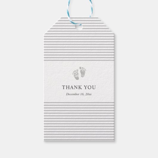 Étiquette Merci baby shower | Gris d'empreinte (Devant)