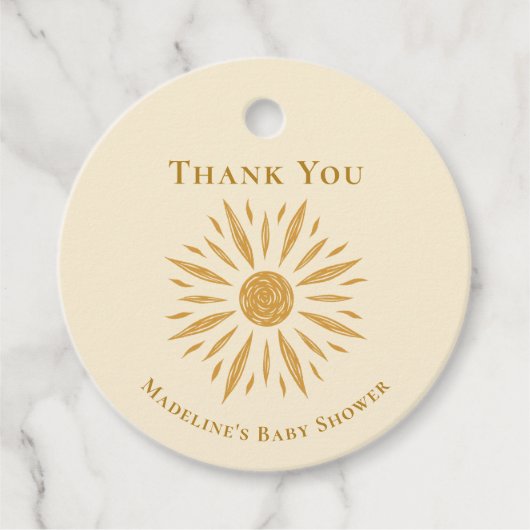 Étiquette Merci Baby shower soleil (Devant)