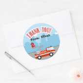 Étiquette Merci d'anniversaire de Firetruck Ajoute (Enveloppe)