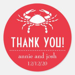 Étiquette Merci de crabe (rouge)