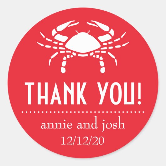 Étiquette Merci de crabe (rouge) (Devant)