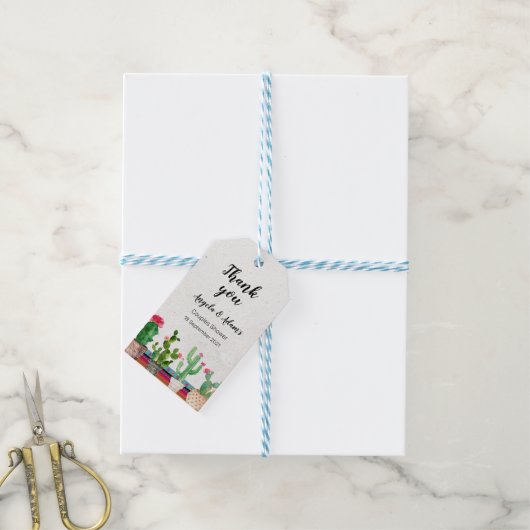 Étiquette Merci de douche Cactus Couples (Avec de laficelle)