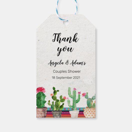 Étiquette Merci de douche Cactus Couples (Dos)