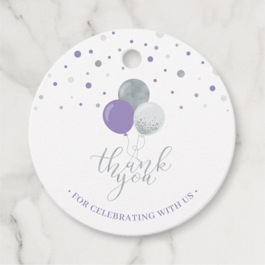 Étiquette Merci de la fête des ballons d'argent et (Devant)