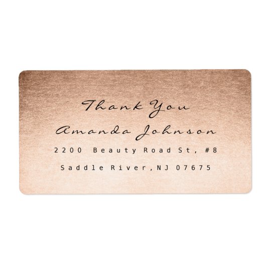 Étiquette Merci de maquillage en poudre or rose (Devant)