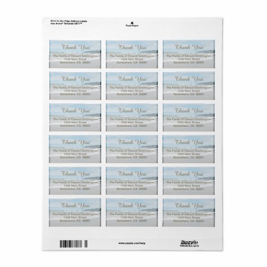 Étiquette Merci de plage (Feuille entière)