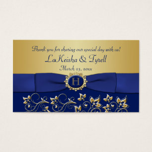 Étiquette Merci de préférence Floral or bleu monog