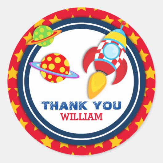 Étiquette Merci de vaisseau fusée Favoriser (Devant)