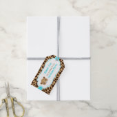 Étiquette "Merci" en bleu Empreinte de léopard (Avec de la ficelle)