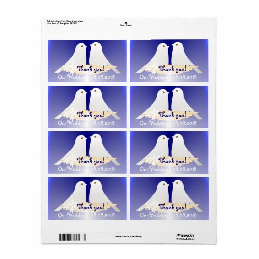 Étiquette Merci Mariage (Feuille entière)