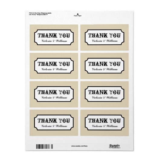 Étiquette Merci mariage (Feuille entière)