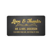 Étiquette Merci Mariage de script or Chalkboard (Devant)