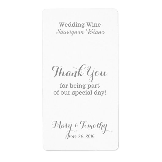Étiquette Merci mariage du vin (Devant)