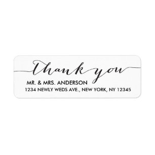 Étiquette Merci Mariage simple noir blanc