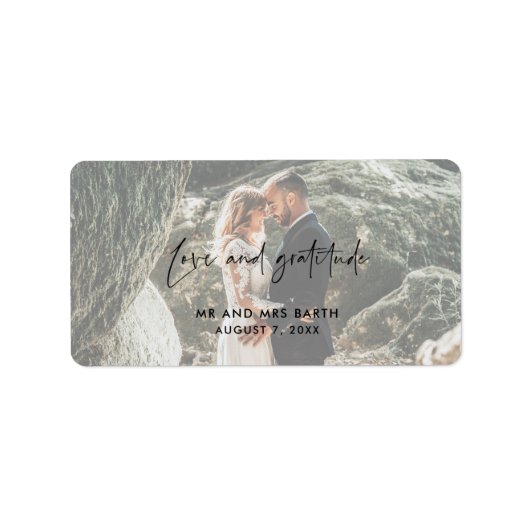 Étiquette Merci photo Mariage de l'amour et de la gratitude (Devant)