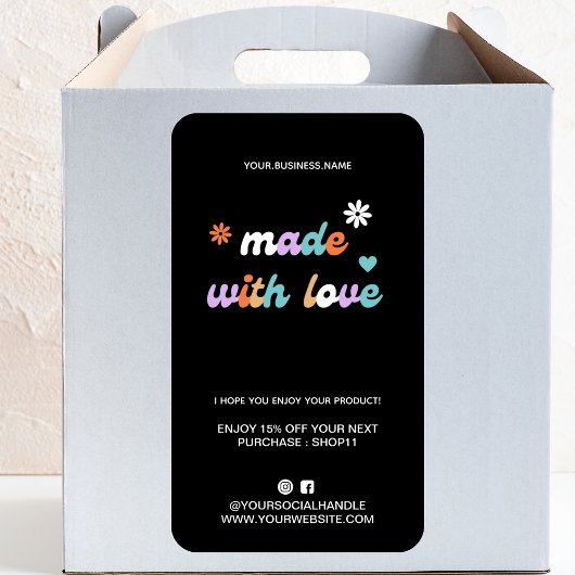 Étiquette Merci pour la commande Rétro | Fait avec amour