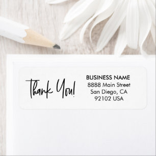 Étiquette Merci pour la lettre commerciale à la main moderne